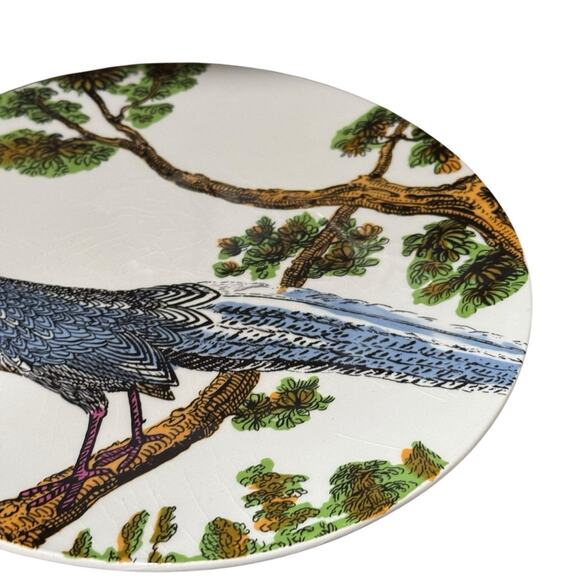 CMG Peacock Pheasant Tree Plate Made In Portugal Handmade 9 Inch Lunch Decor - Picture 3 of 7
